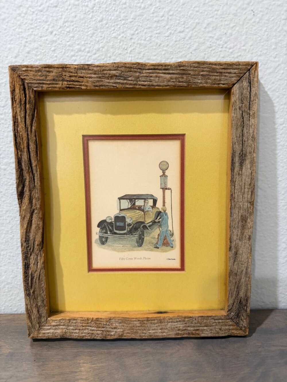 Vintage C. Don Ensor Framed Car Print "Fifty Cents Worth"